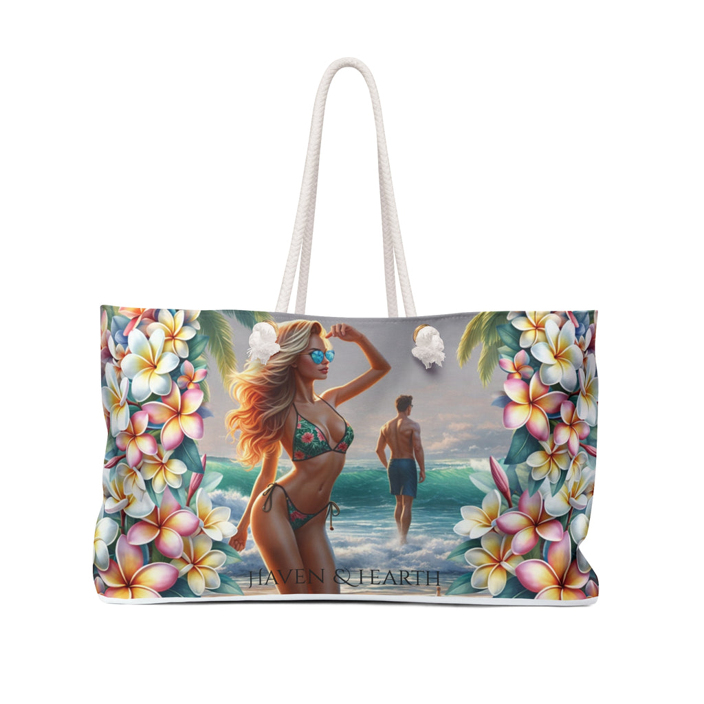Haven & Hearth Tropical Beach Tote Bag  Summer Vacation Bag with Rope Handles