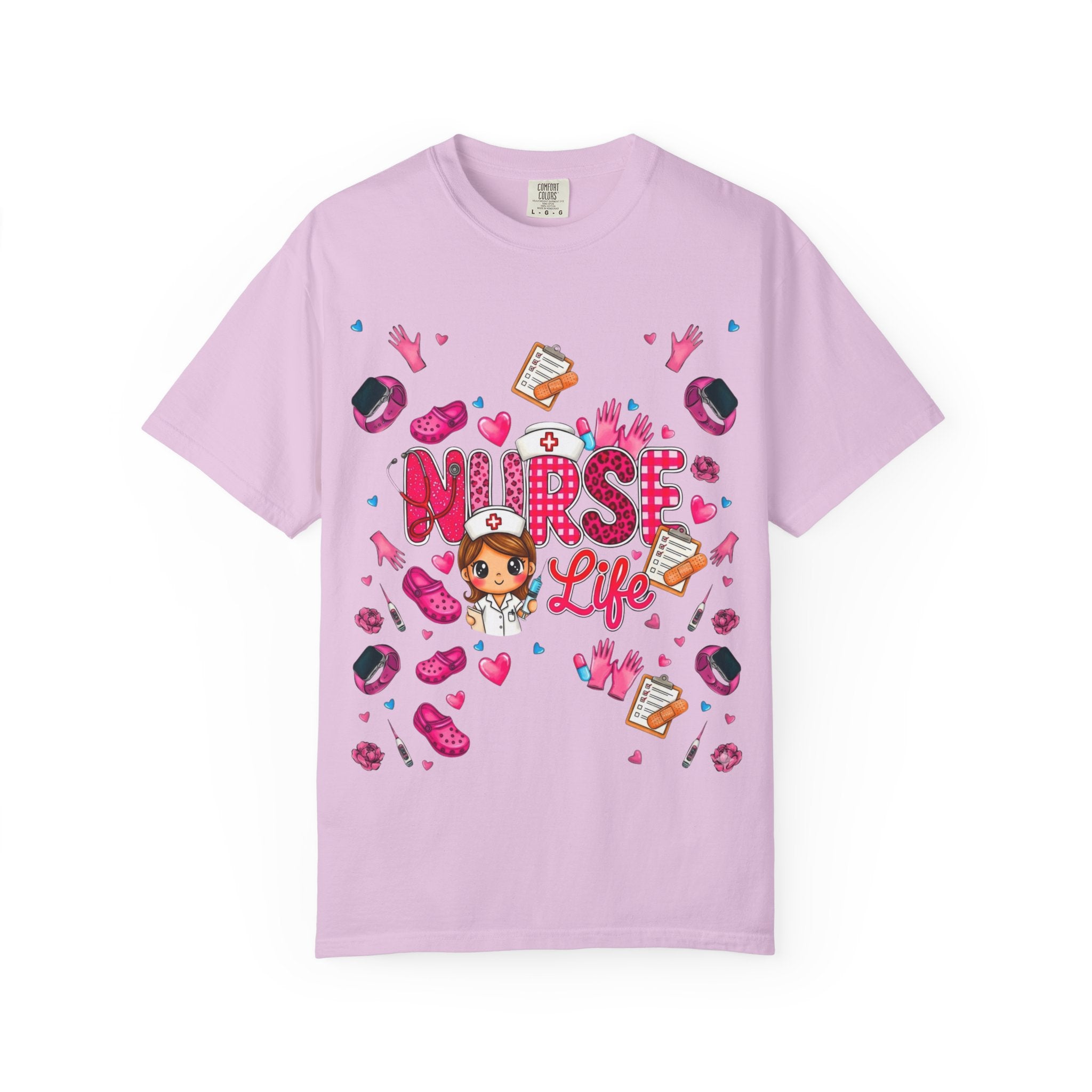 Nurse Life Graphic T-Shirt — Cute Nursing Gifts, Hearts & Scrubs Design
