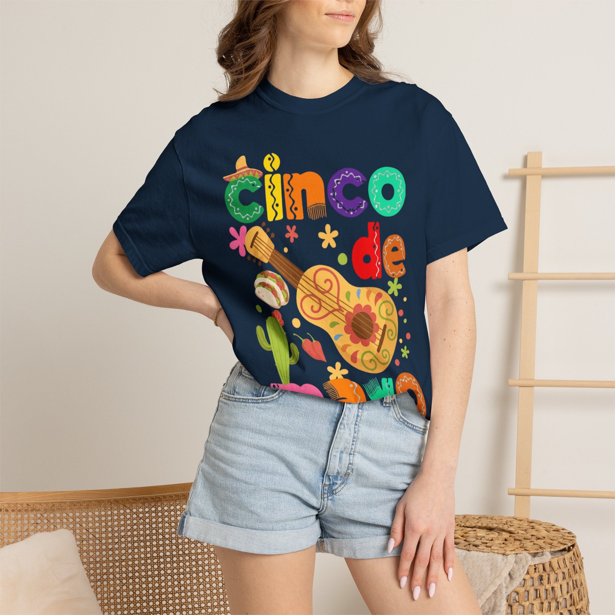 Cinco de Mayo Guitar Cactus T-Shirt | Fiesta Illustration