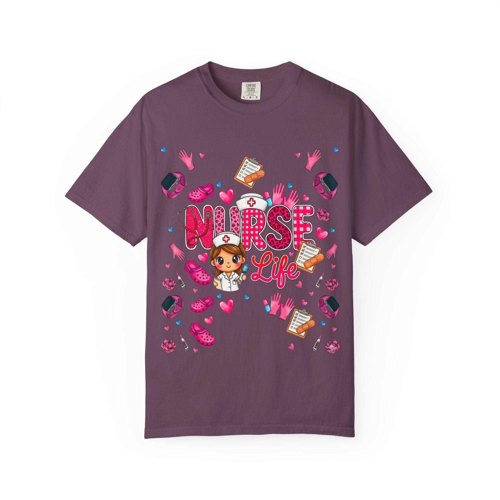 Nurse Life Graphic T-Shirt — Cute Nursing Gifts, Hearts & Scrubs Design