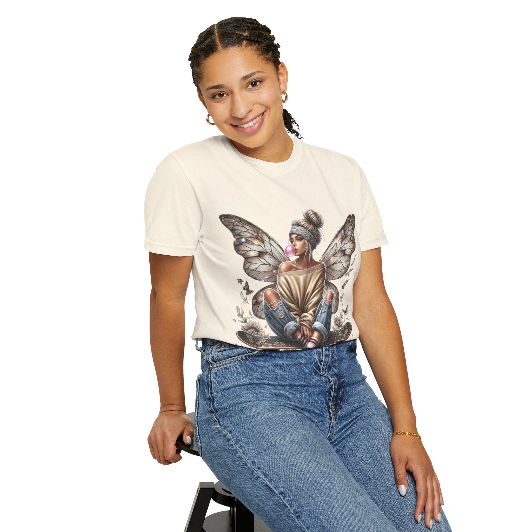 Fairy Skateboard Tee — Urban Butterfly Girl Graphic T-Shirt