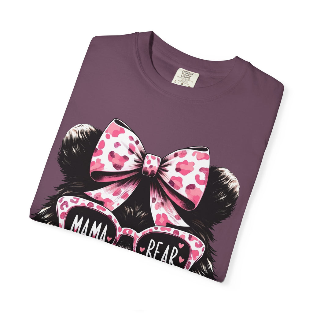 Mama Bear T-Shirt — Cute Leopard Bow & Sunglasses Graphic Tee for Moms