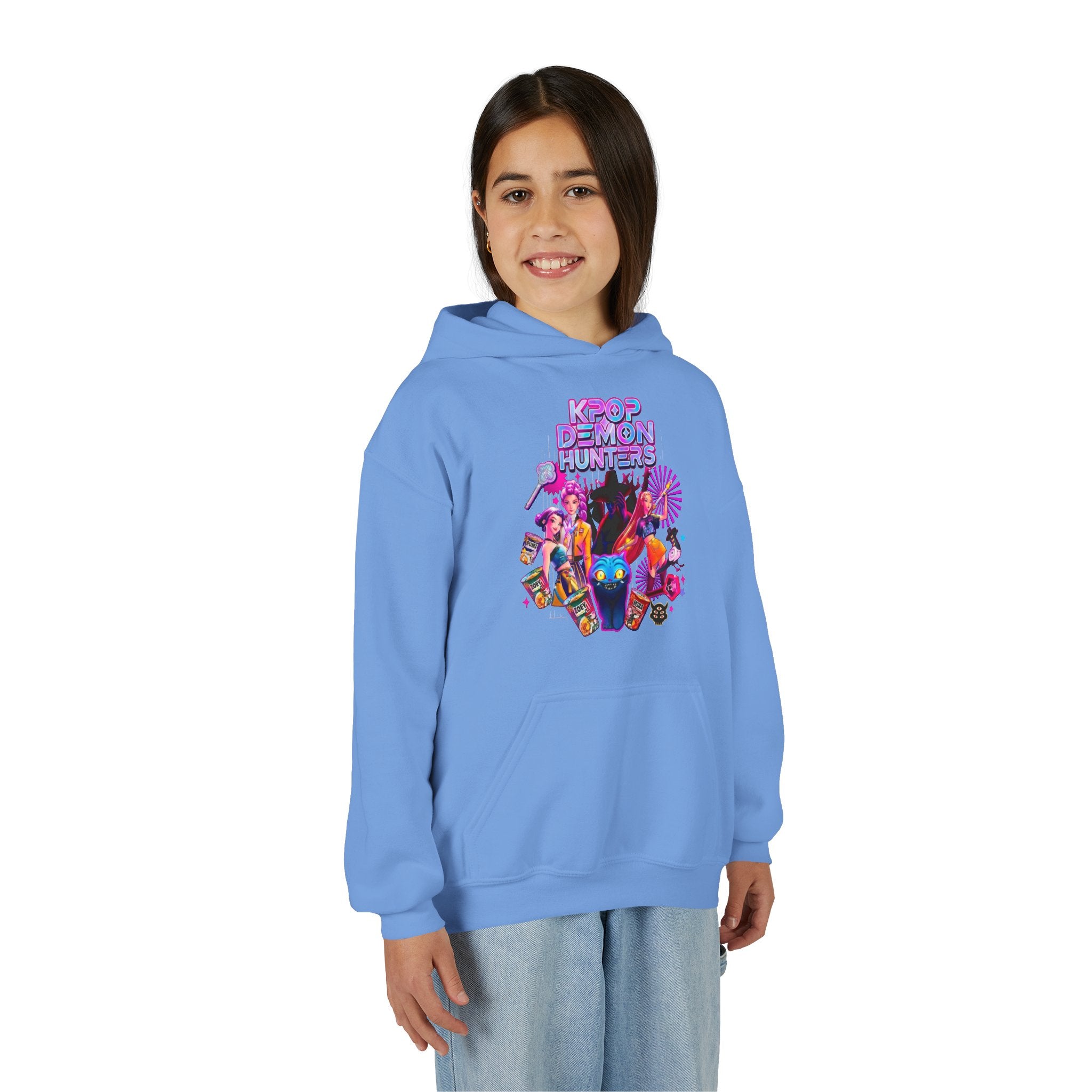 K-Pop Children’s Demon Hunters Hoodie — Neon K-Pop Band Anime Art Pullover