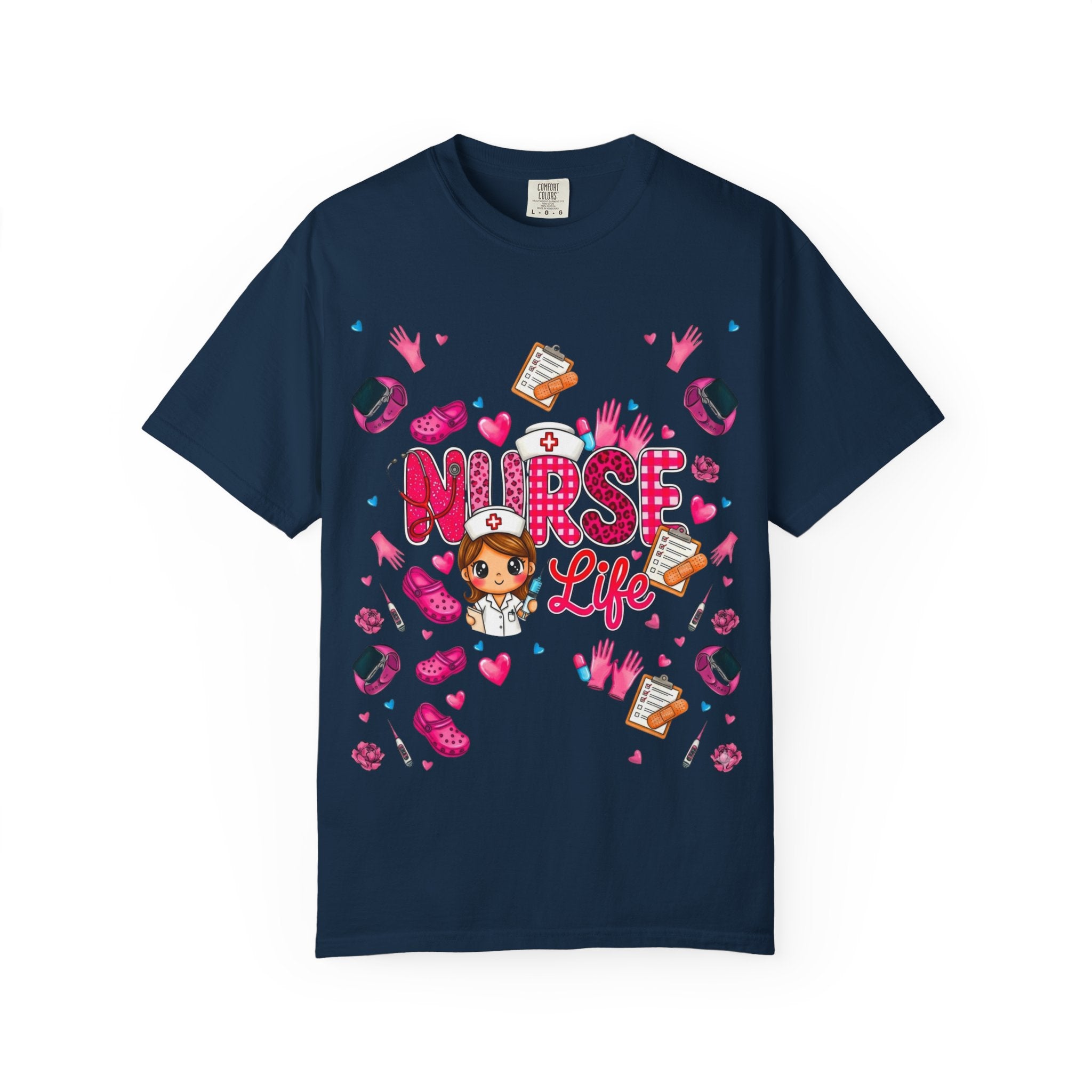 Nurse Life Graphic T-Shirt — Cute Nursing Gifts, Hearts & Scrubs Design