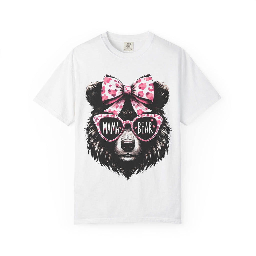 Mama Bear T-Shirt — Cute Leopard Bow & Sunglasses Graphic Tee for Moms