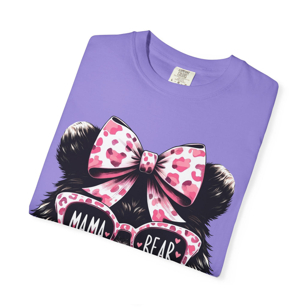 Mama Bear T-Shirt — Cute Leopard Bow & Sunglasses Graphic Tee for Moms