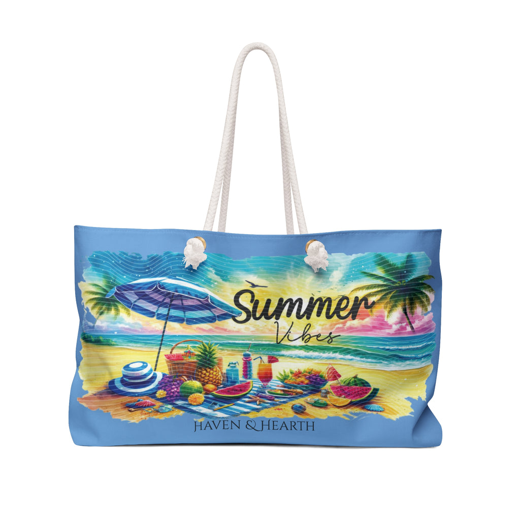 Summer Vibes Weekender Bag Beach Picnic Tote Travel Bag