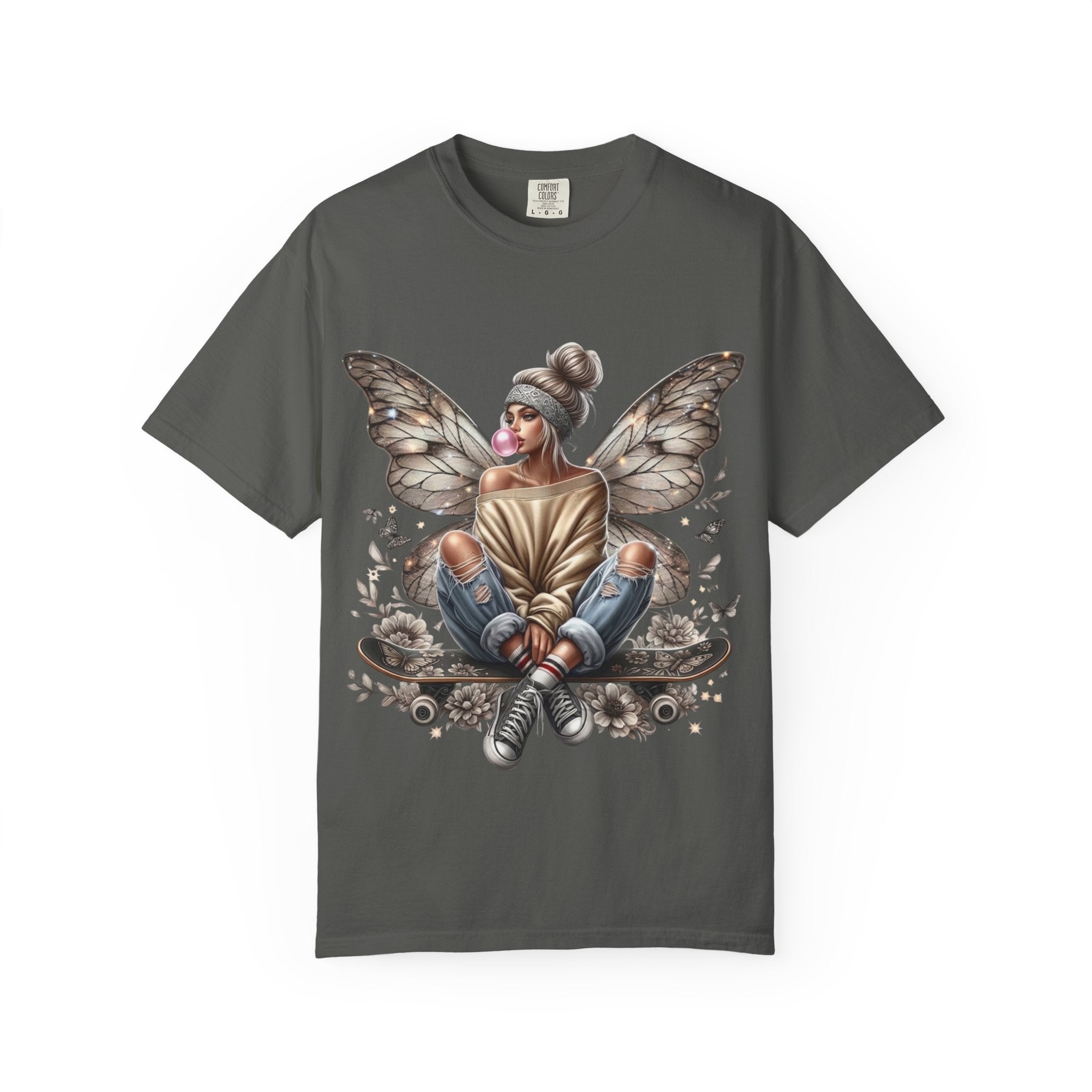 Fairy Skateboard Tee — Urban Butterfly Girl Graphic T-Shirt