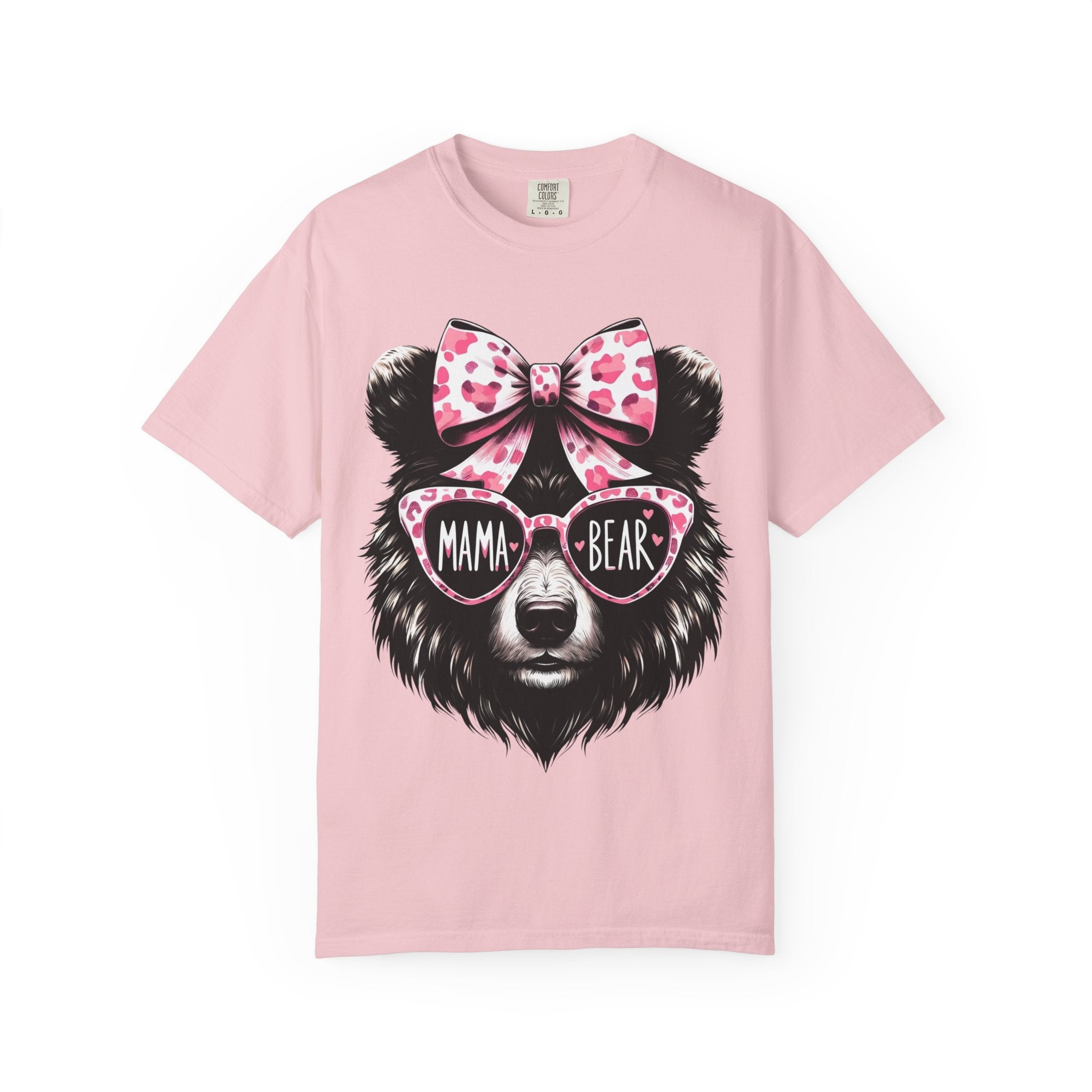 Mama Bear T-Shirt — Cute Leopard Bow & Sunglasses Graphic Tee for Moms