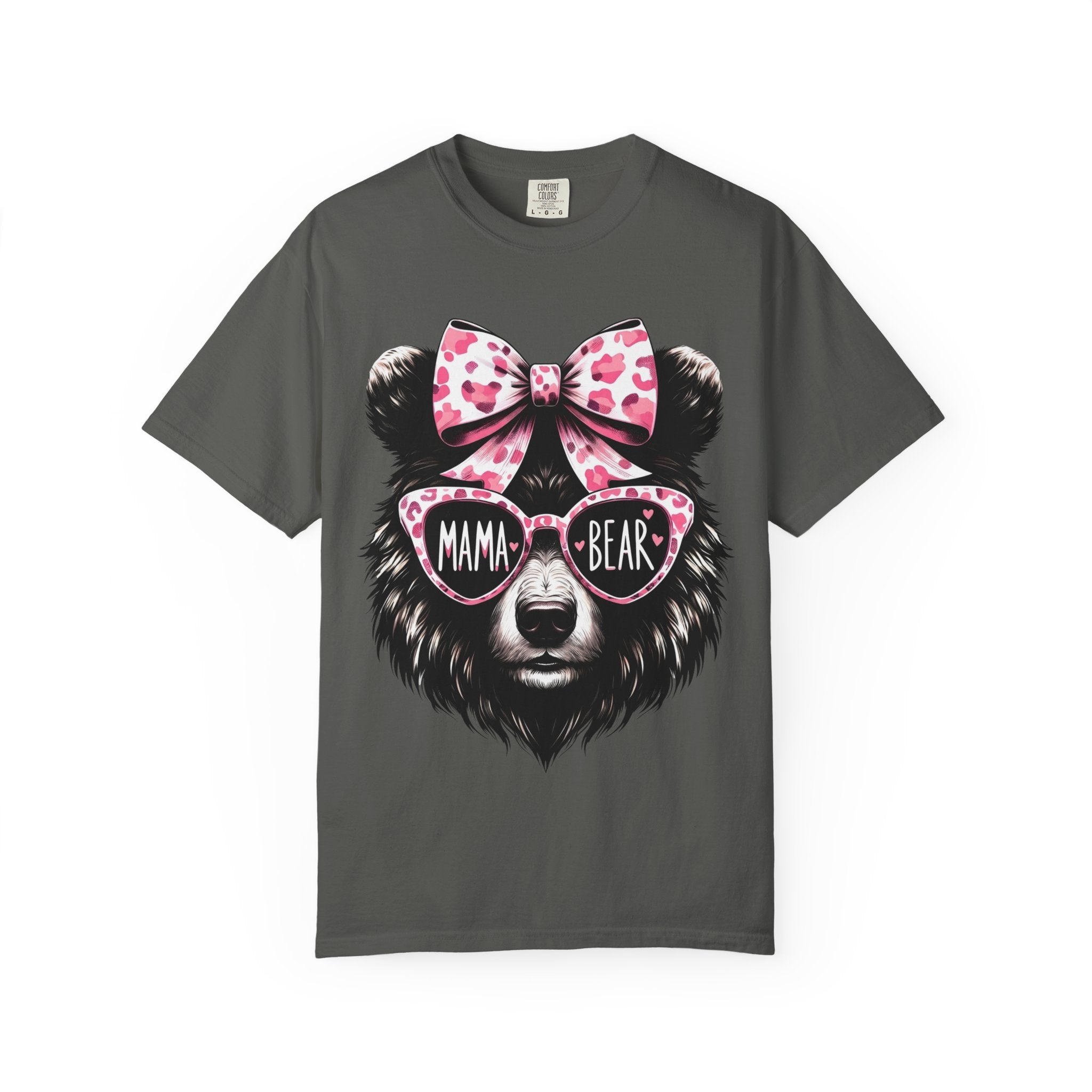 Mama Bear T-Shirt — Cute Leopard Bow & Sunglasses Graphic Tee for Moms