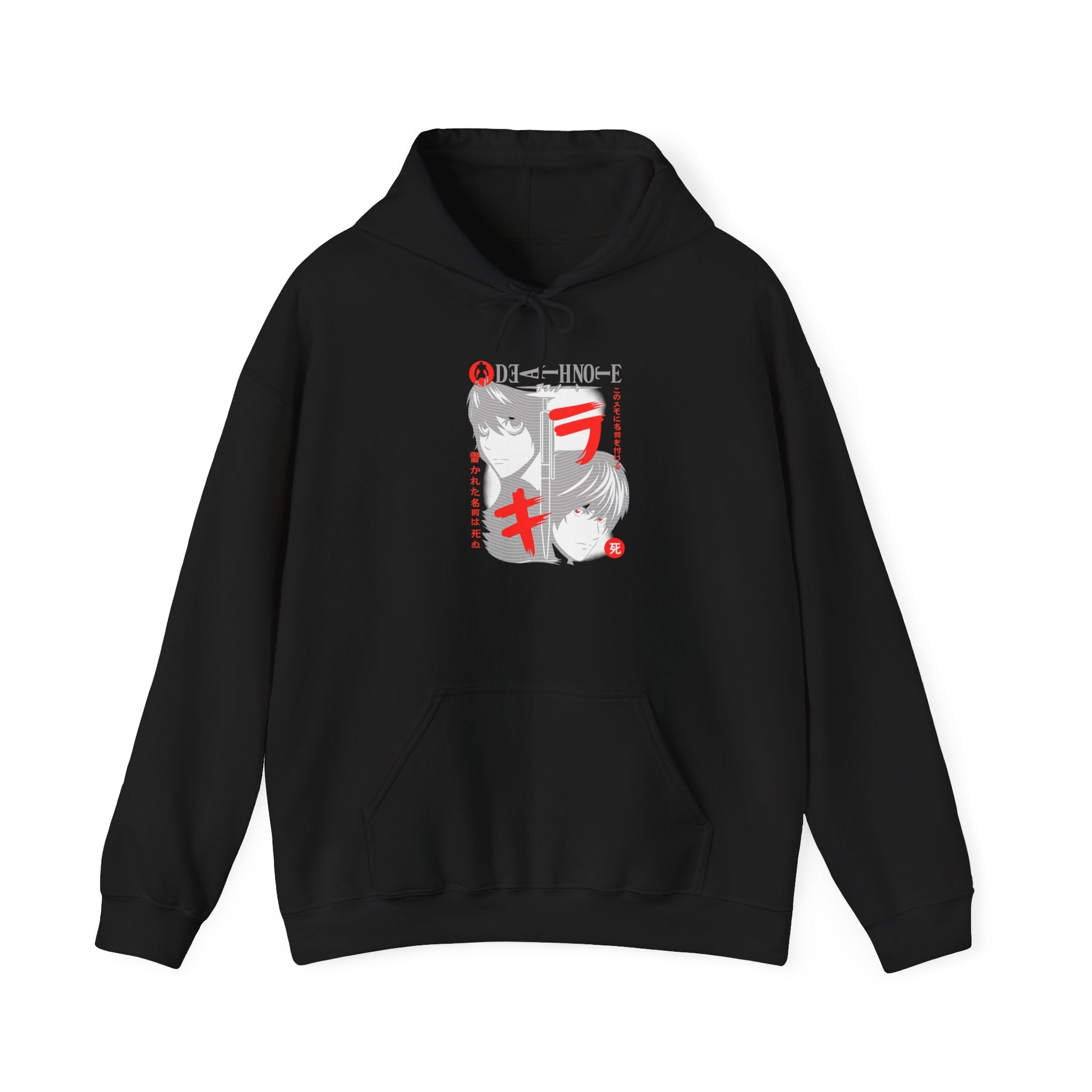 Death Note Forever Hoodie – Japanese Text 'ラキ' Graphic Pullover