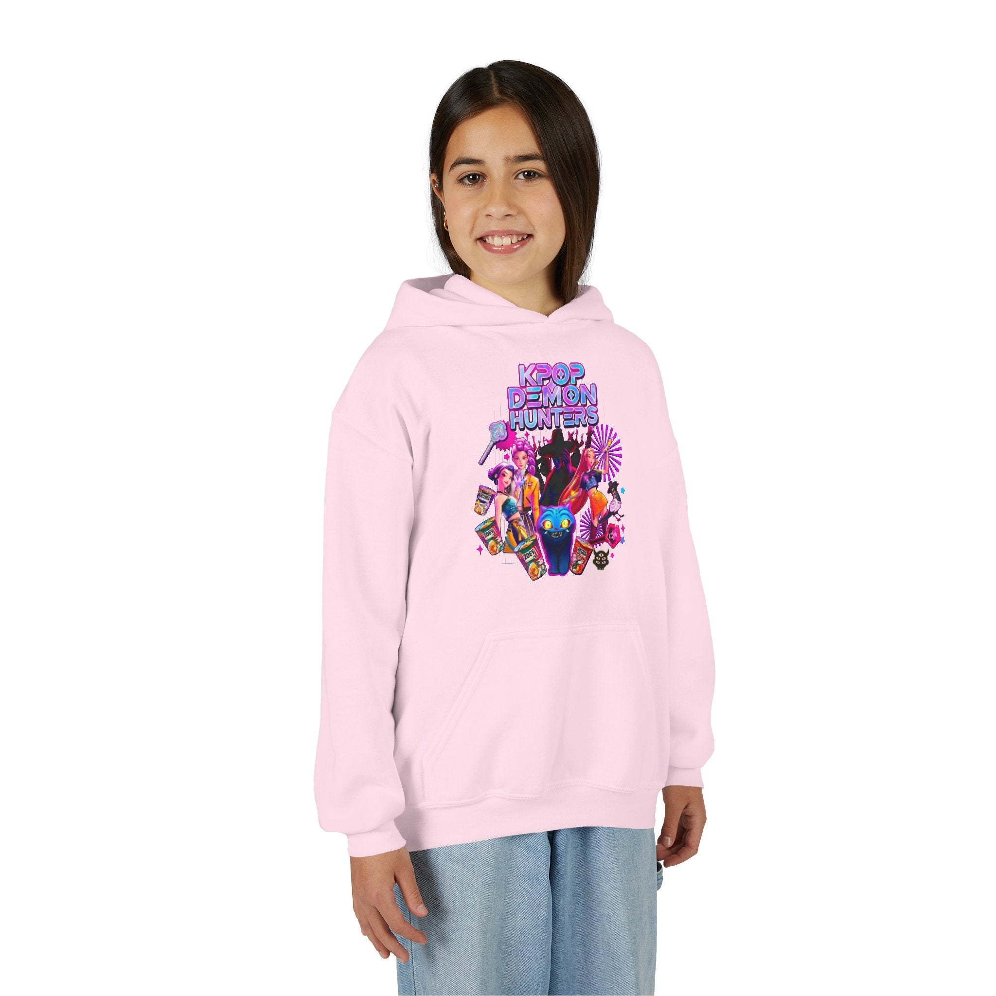 K-Pop Children’s Demon Hunters Hoodie — Neon K-Pop Band Anime Art Pullover