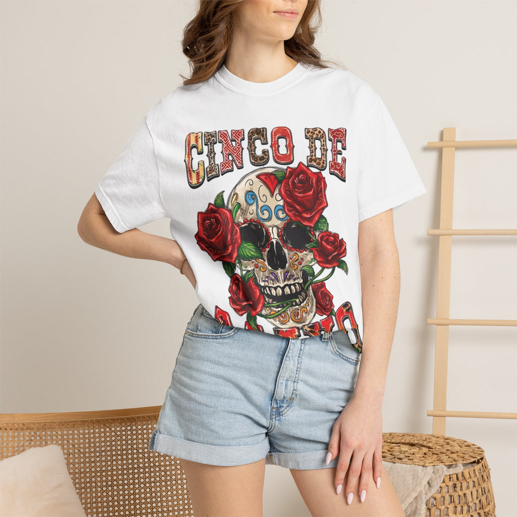 Cinco de Mayo Sugar Skull T-shirt | Floral Rose Skull Tee