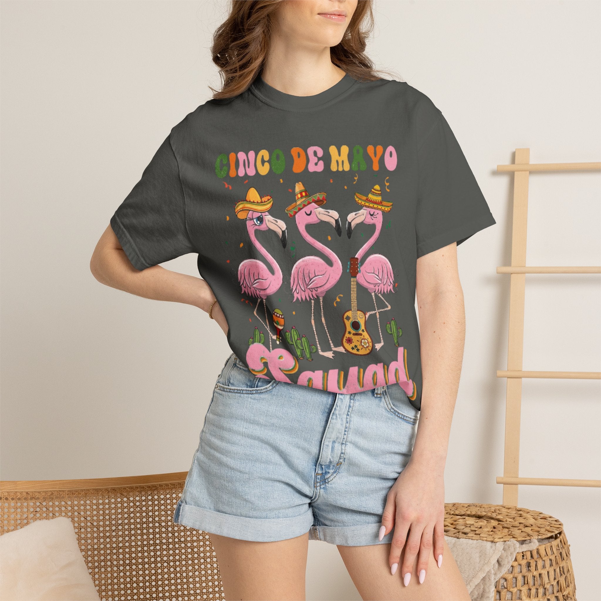 Cinco de Mayo Flamingo Squad T-shirt | Mexican Fiesta Graphic Tee