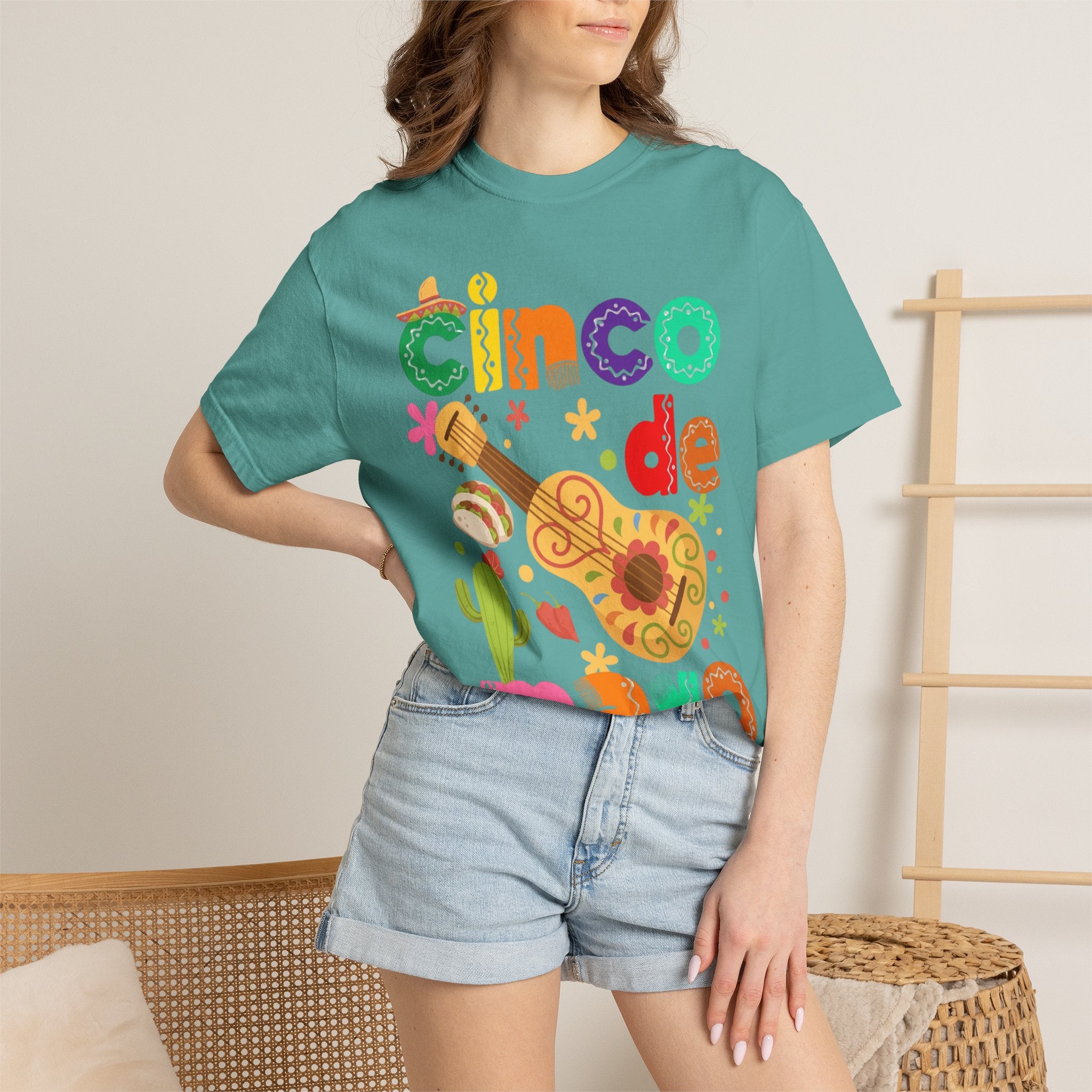 Cinco de Mayo Guitar Cactus T-Shirt | Fiesta Illustration