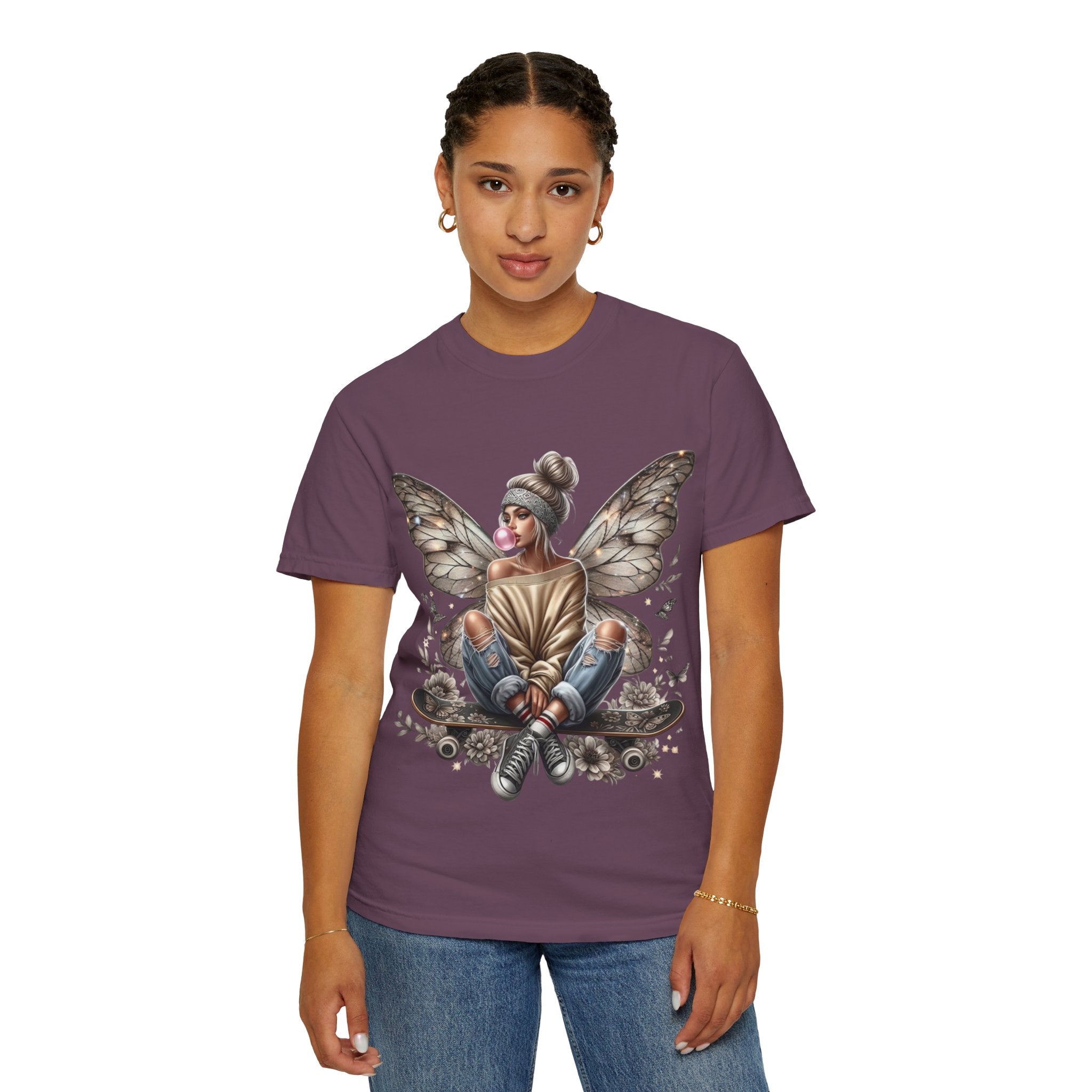 Fairy Skateboard Tee — Urban Butterfly Girl Graphic T-Shirt