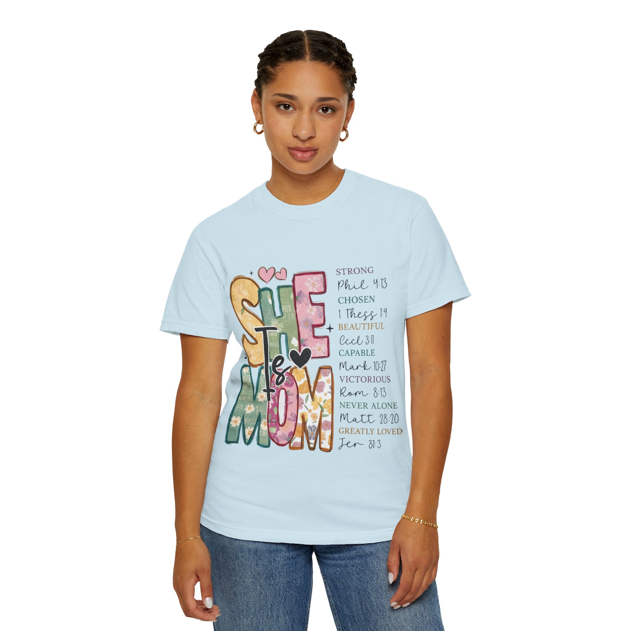 She & Mom Scripture Floral T-Shirt — Faith-Based Mother's Day Gift