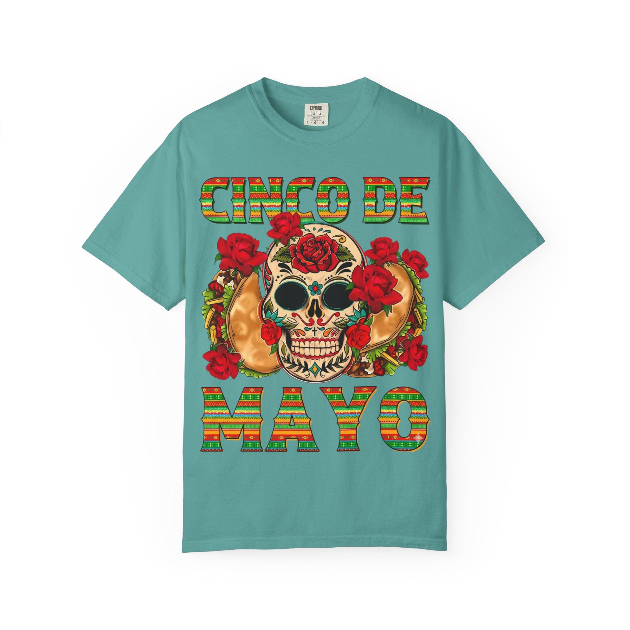 Cinco de Mayo Skull T-Shirt — Floral Sugar Skull Mexican Fiesta Tee