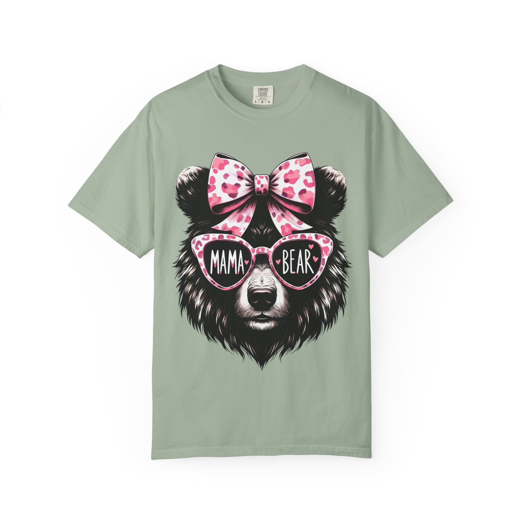Mama Bear T-Shirt — Cute Leopard Bow & Sunglasses Graphic Tee for Moms