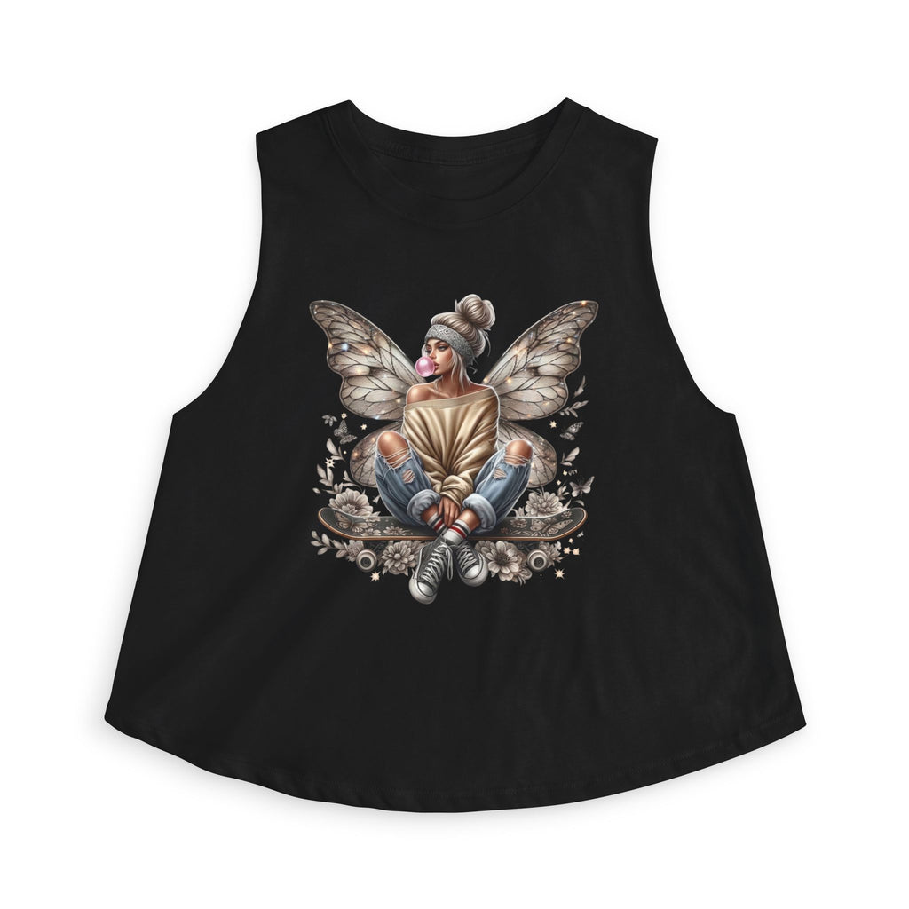 Fairy Girl Graphic Crop Top — Boho Butterfly Illustration Tank