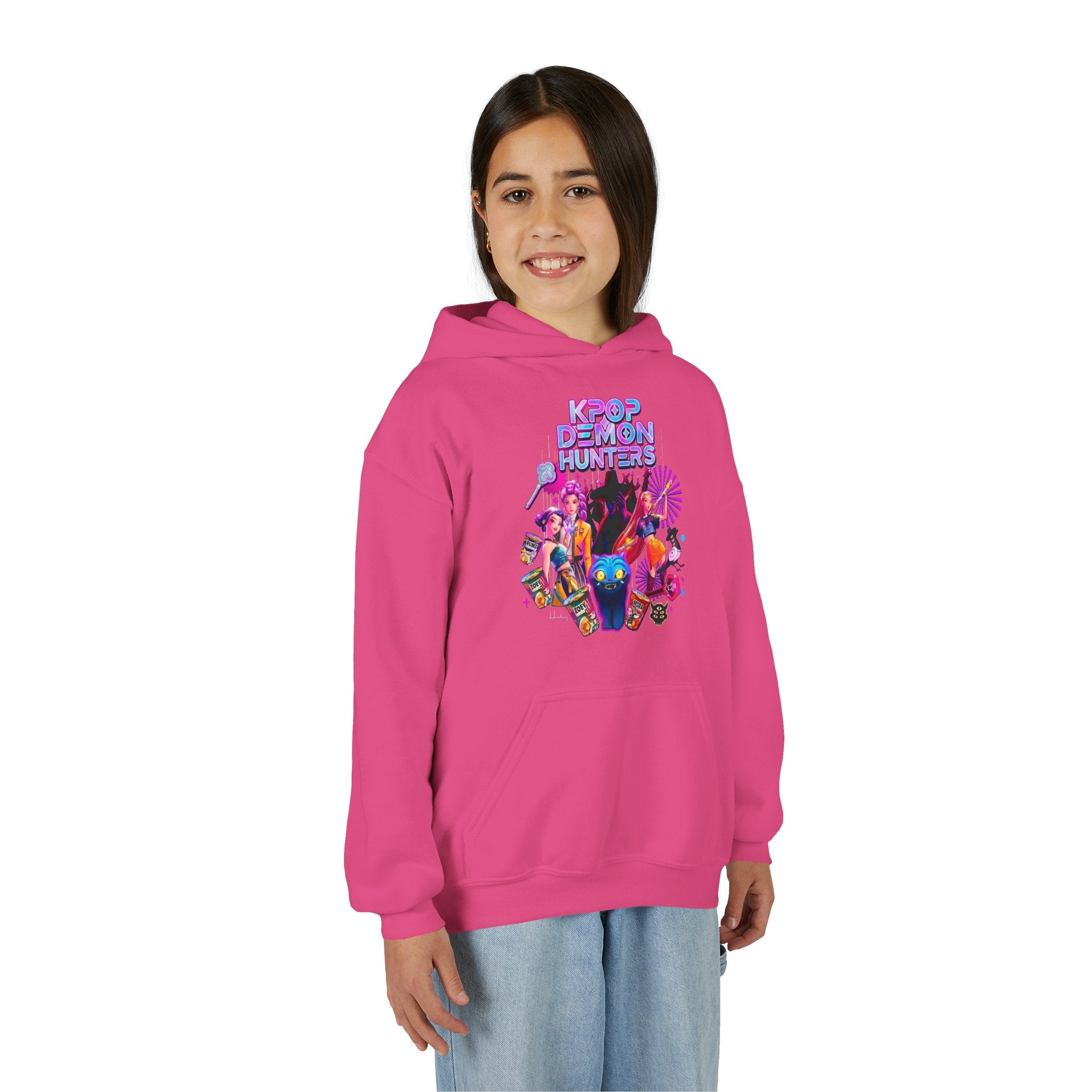 K-Pop Children’s Demon Hunters Hoodie — Neon K-Pop Band Anime Art Pullover