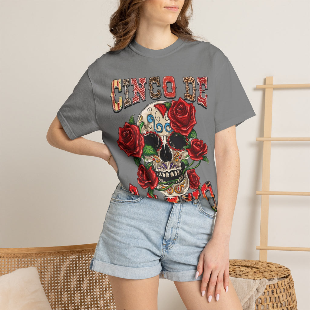 Cinco de Mayo Sugar Skull T-shirt | Floral Rose Skull Tee