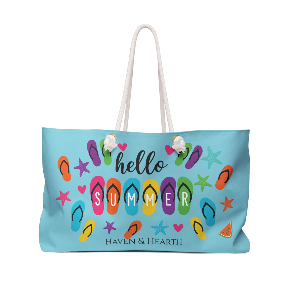 Flip Flop Beach Weekender Bag Colorful Summer Vacation Tote