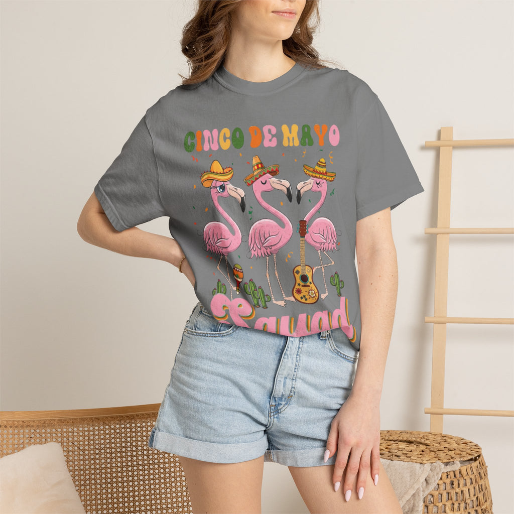 Cinco de Mayo Flamingo Squad T-shirt | Mexican Fiesta Graphic Tee