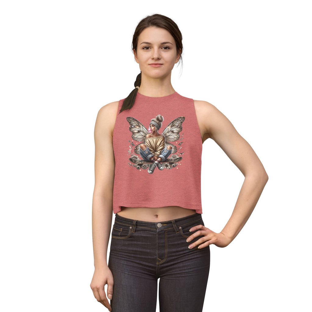 Fairy Girl Graphic Crop Top — Boho Butterfly Illustration Tank