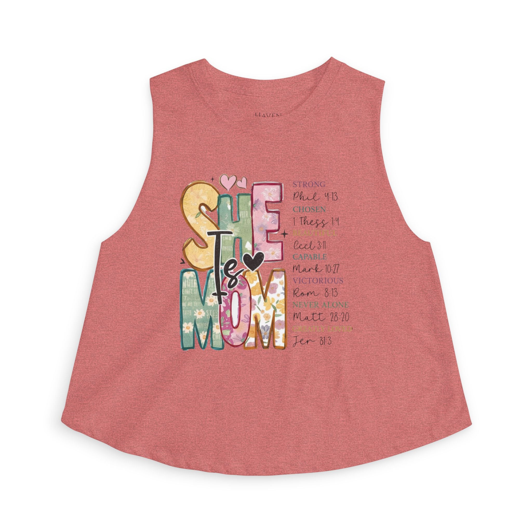 She is Mom Floral Graphic Crop Top — Inspirational Mother's Day Tank