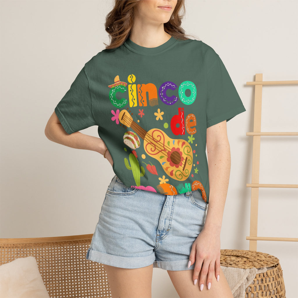 Cinco de Mayo Guitar Cactus T-Shirt | Fiesta Illustration