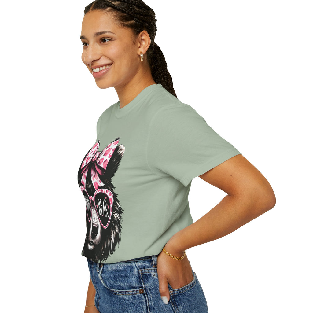 Mama Bear T-Shirt — Cute Leopard Bow & Sunglasses Graphic Tee for Moms